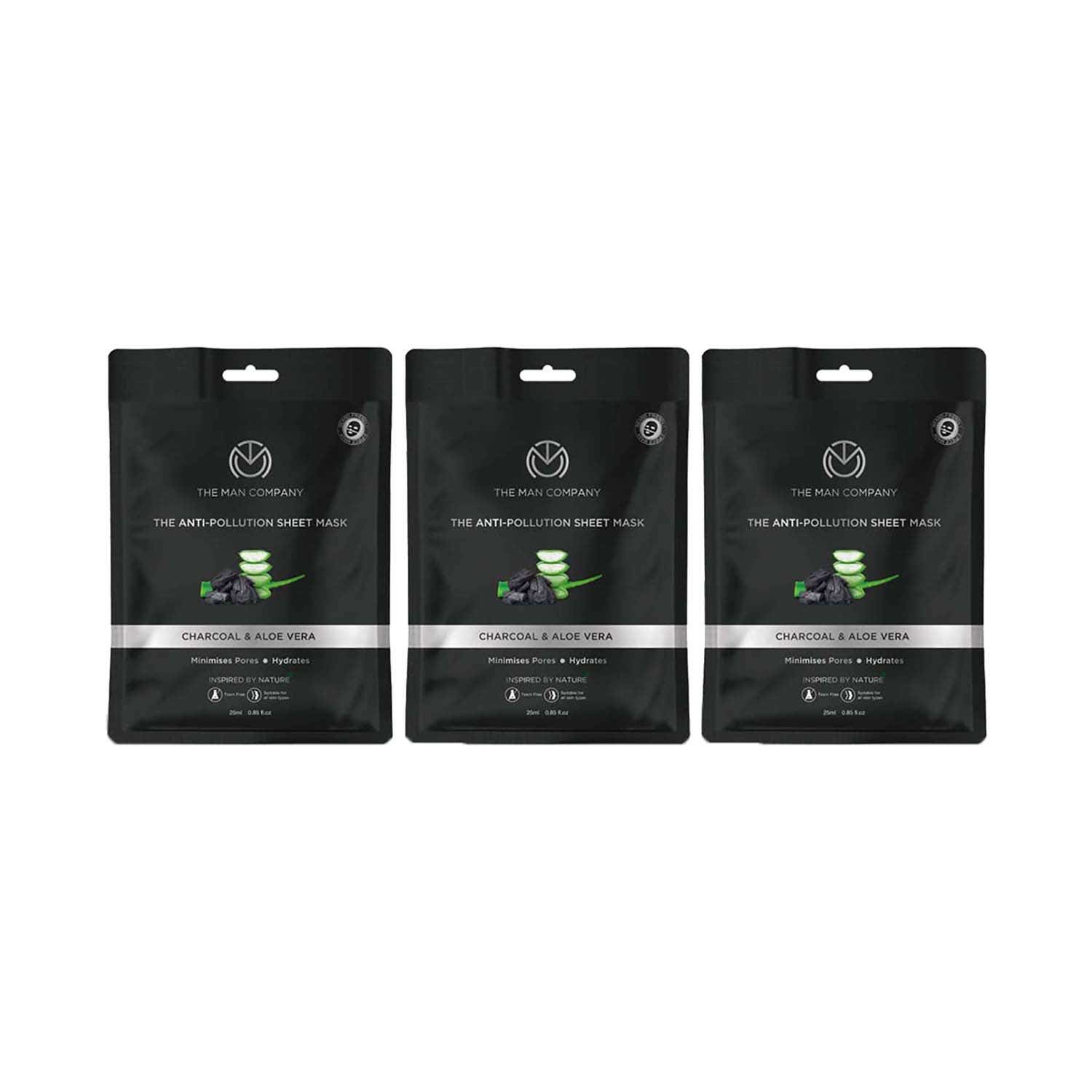The Man Company Charcoal Face Sheet Mask Set (3Pcs)