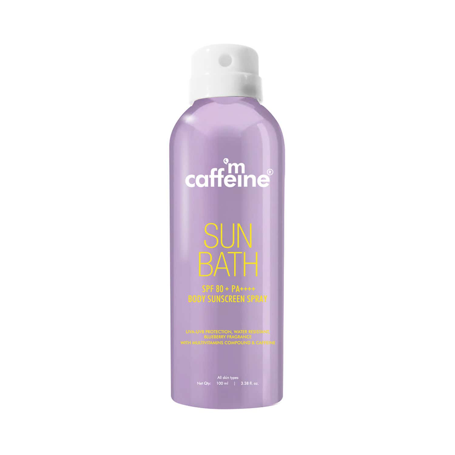 mCaffeine Sun Bath SPF 80 + Pa++++ Body Sunscreen Spray (100 ml)