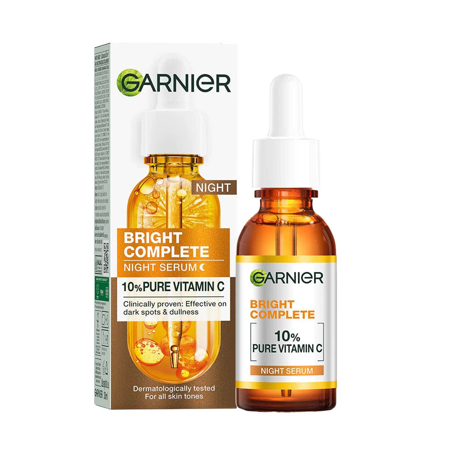 Garnier Bright Complete Night Vitamin C Serum With 10% Vitamin C For Bright Skin (30 ml)