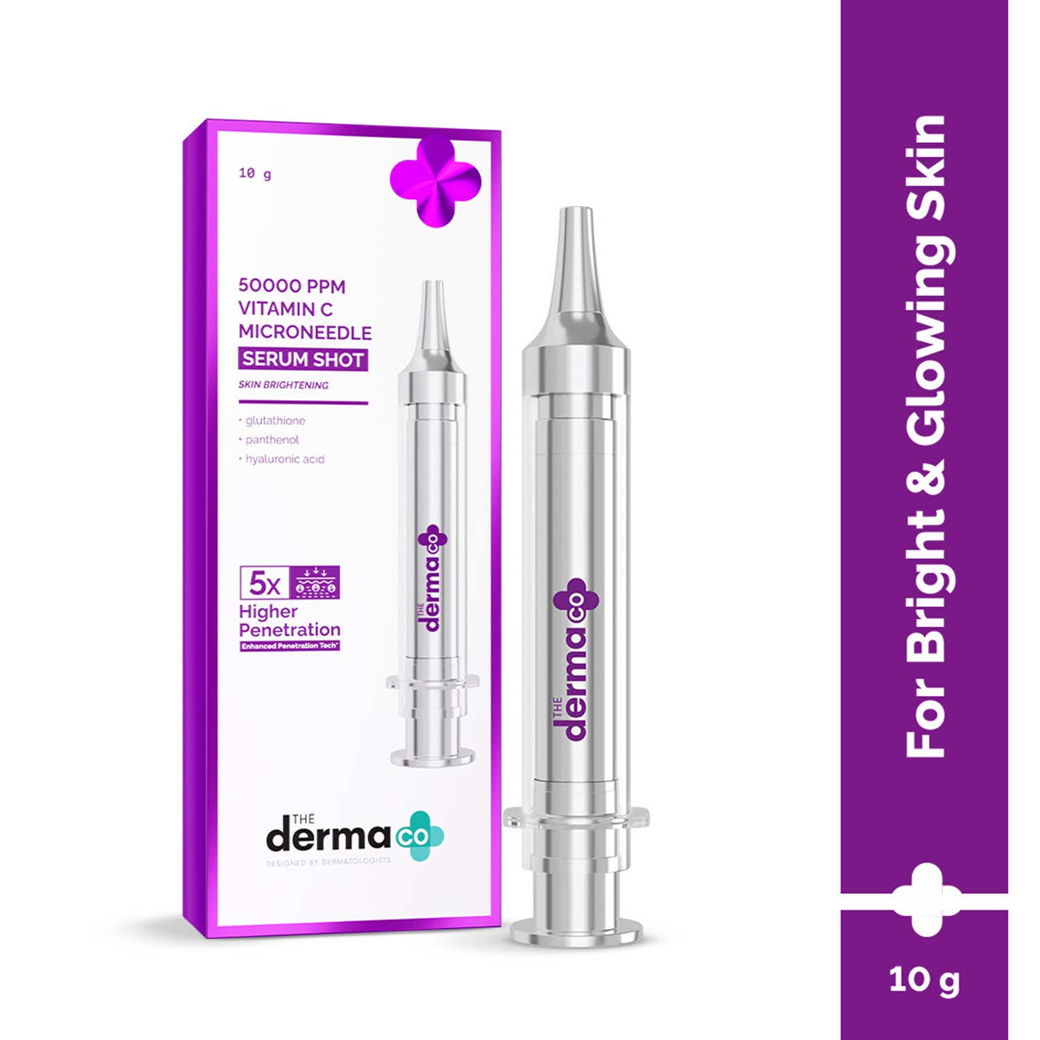 The Derma Co 50000 PPM Vitamin C Microneedle Serum Shot Brightening Serum For Dull Skin (10 g)