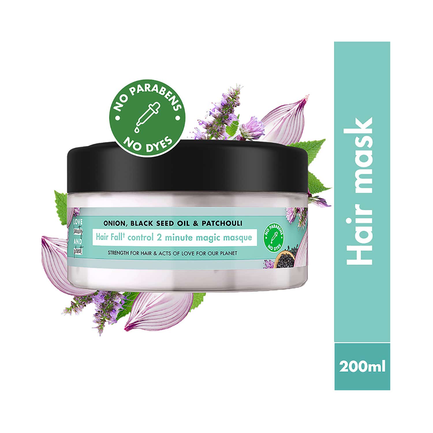 LOVE beauty AND planet Onion Black Seed & Patchouli Hair Mask for Hair Fall Control (200 ml)