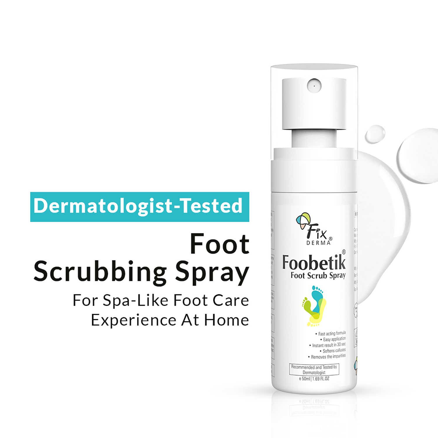 Fixderma Foobetik Foot Scrub Spray Dead Skin & Tan Removal Darkness Blackness Removal Scrub (50ml)