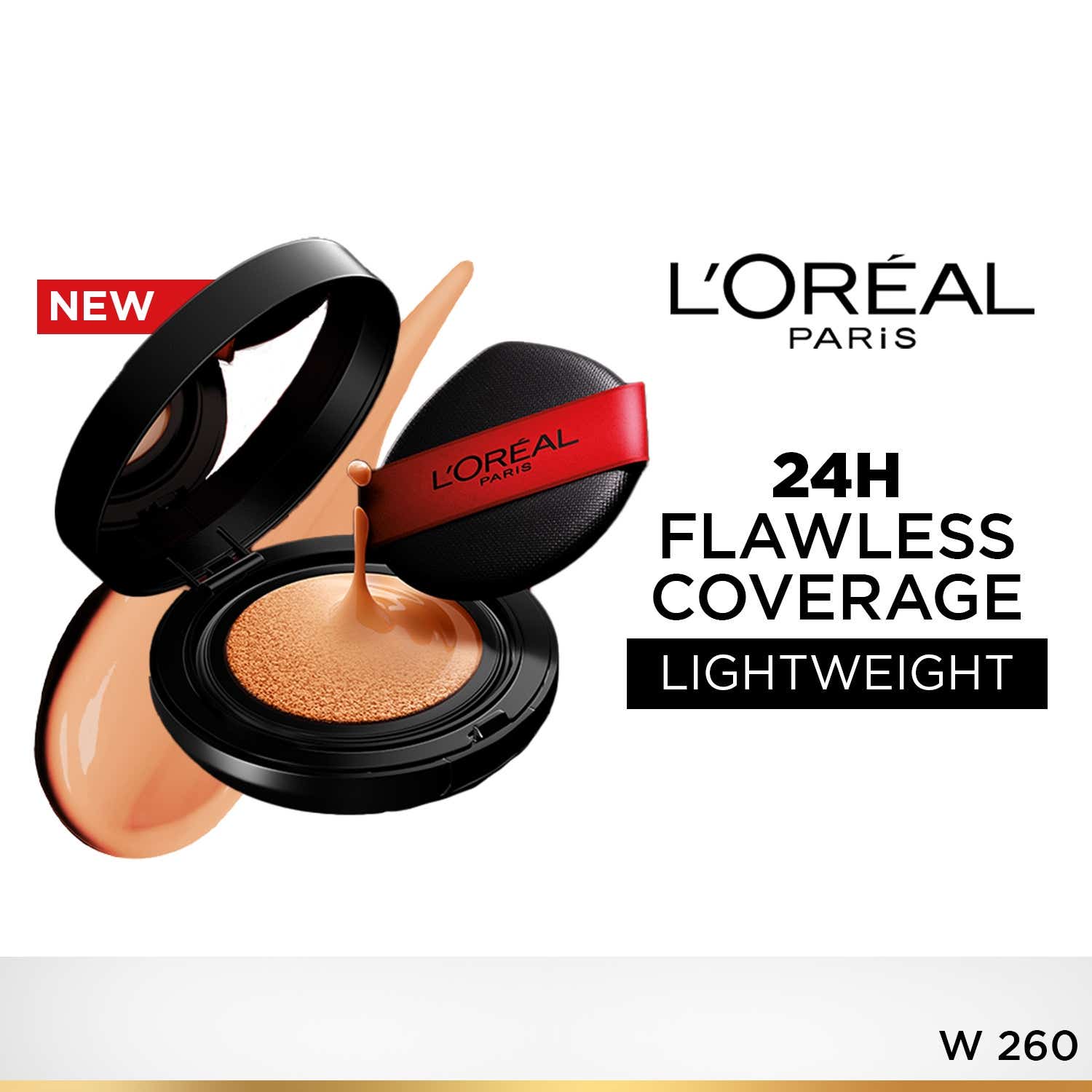 L'Oreal Paris Infallible Cushion Foundation 24Hr Full Coverage Glass-Skin Finish - ShadeW260 (11 g)