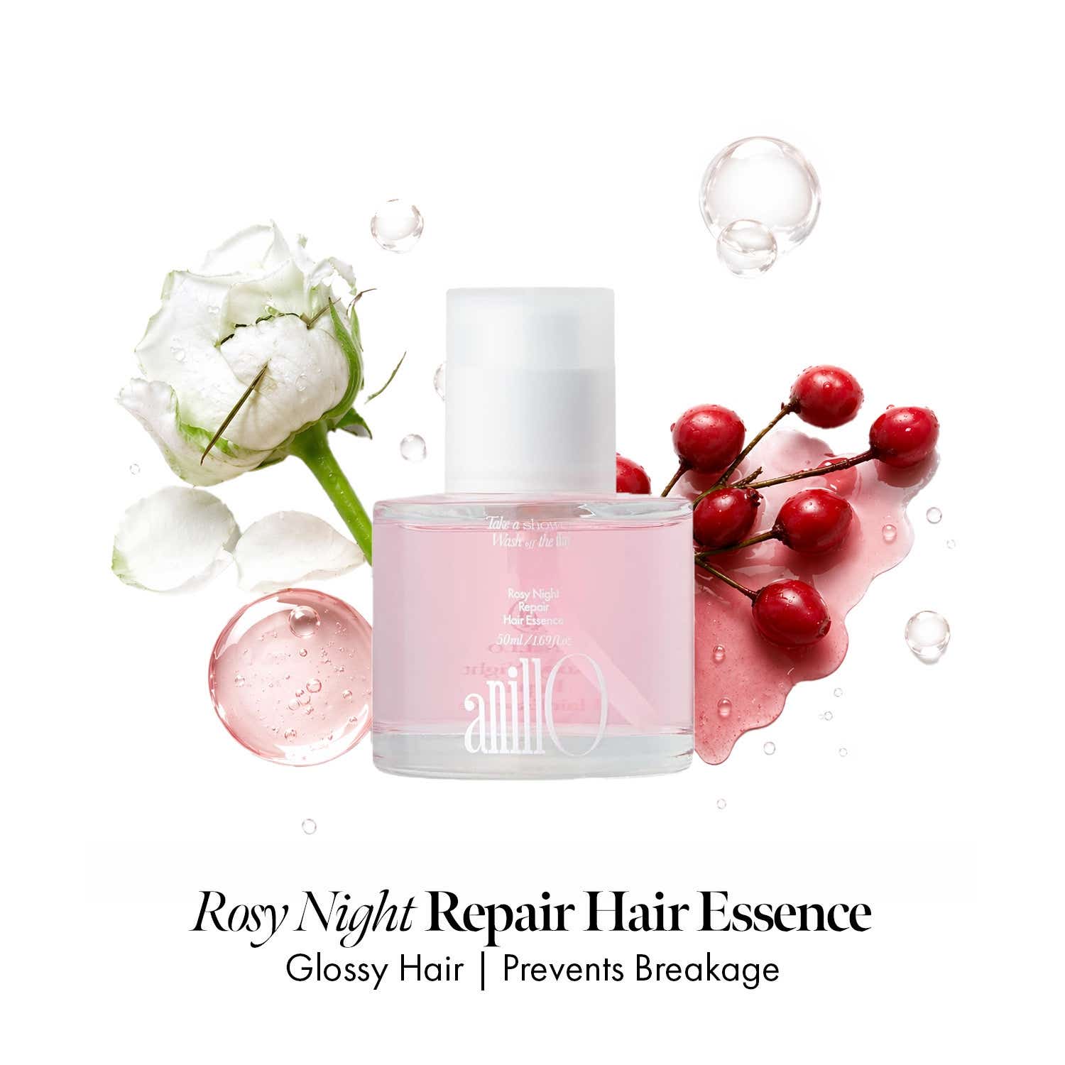 ANILLO Rosy Night Repair Hair Essence Korean Hair Serum For Dry Frizzy Hair (50 ml)