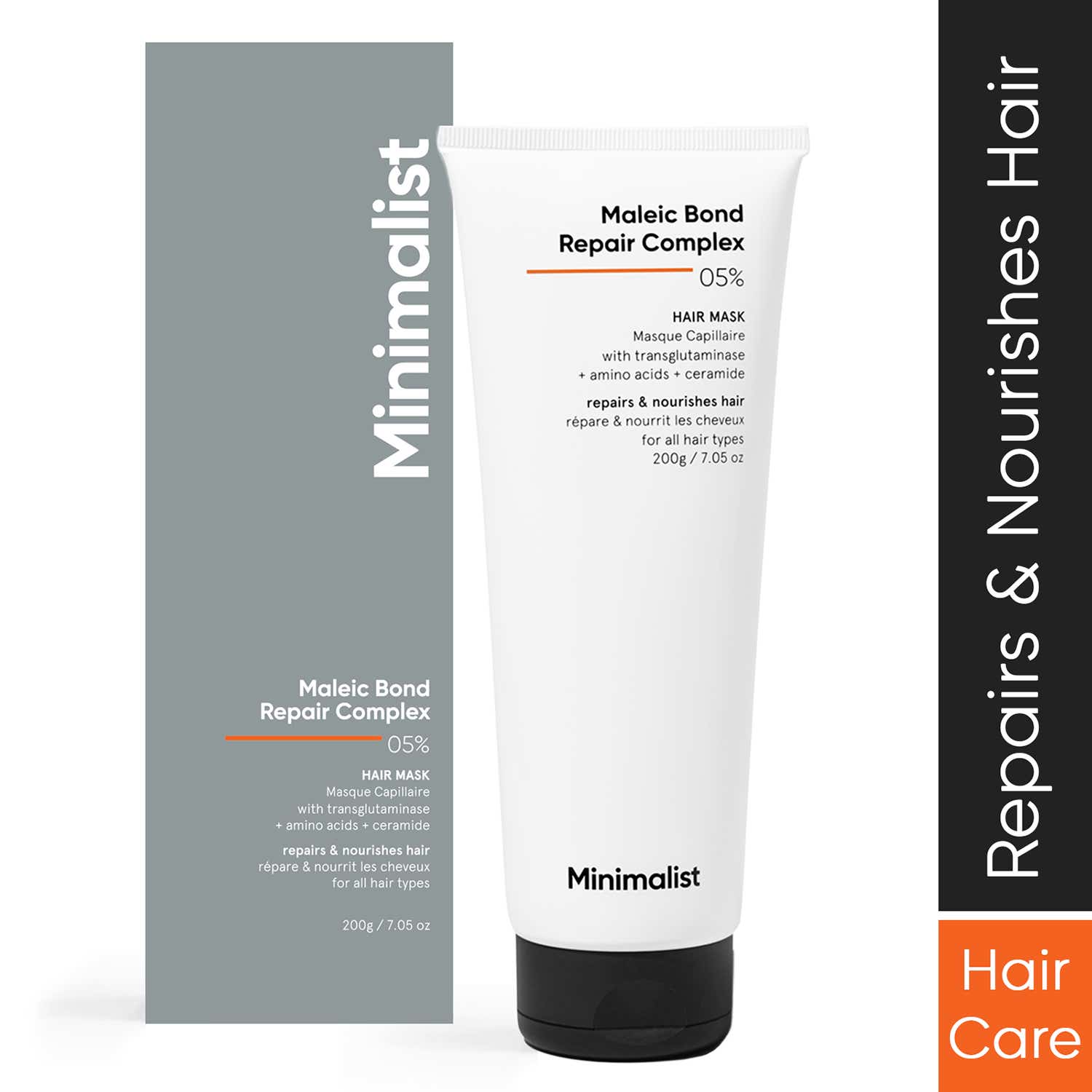 Minimalist 5% Maleic Bond Repair Complex Hair Mask With Transglutaminase, Amino Acids (200g)