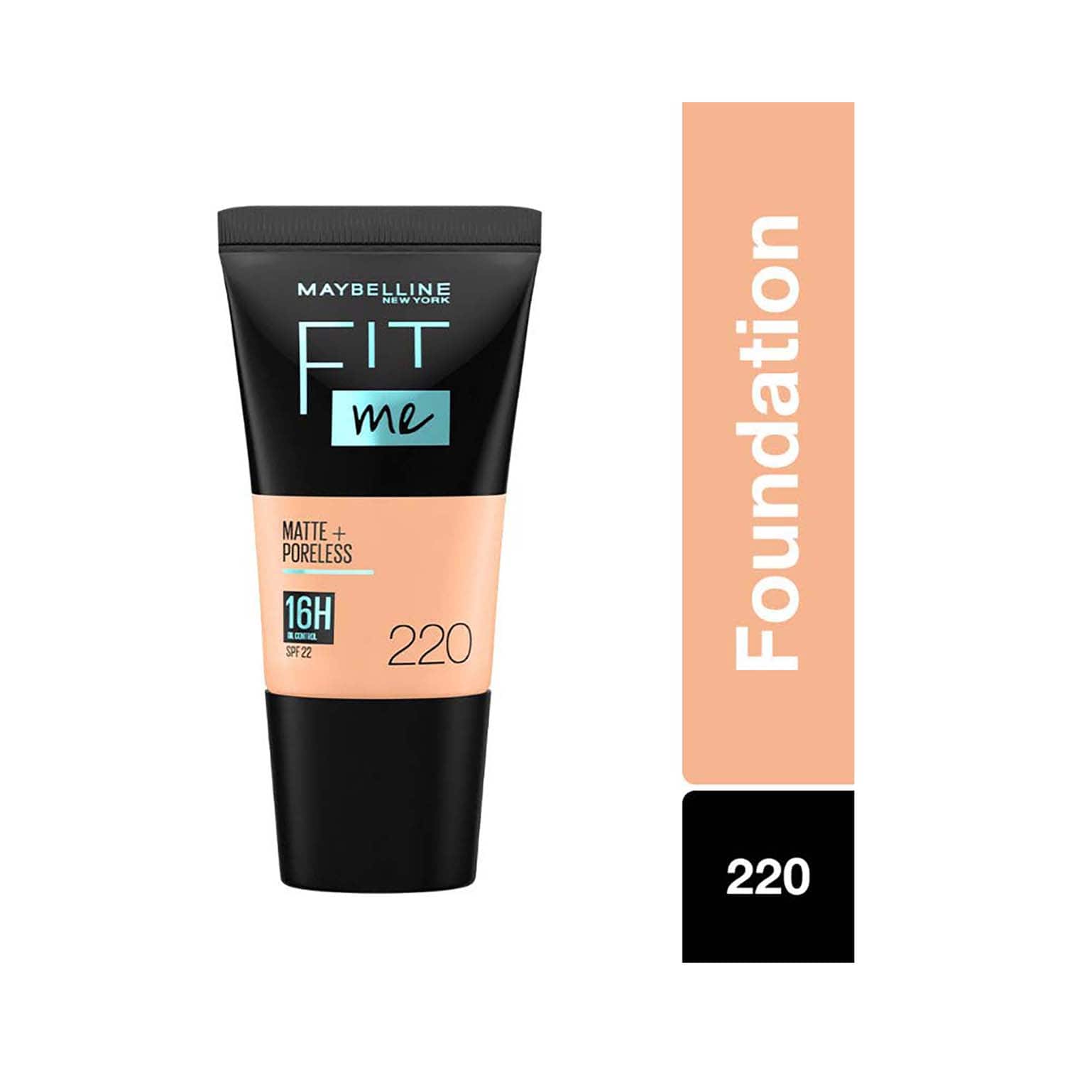 Maybelline New York Fit Me Matte + Poreless Liquid Foundation SPF 22 Tube - 220 Natural Beige (18 ml)