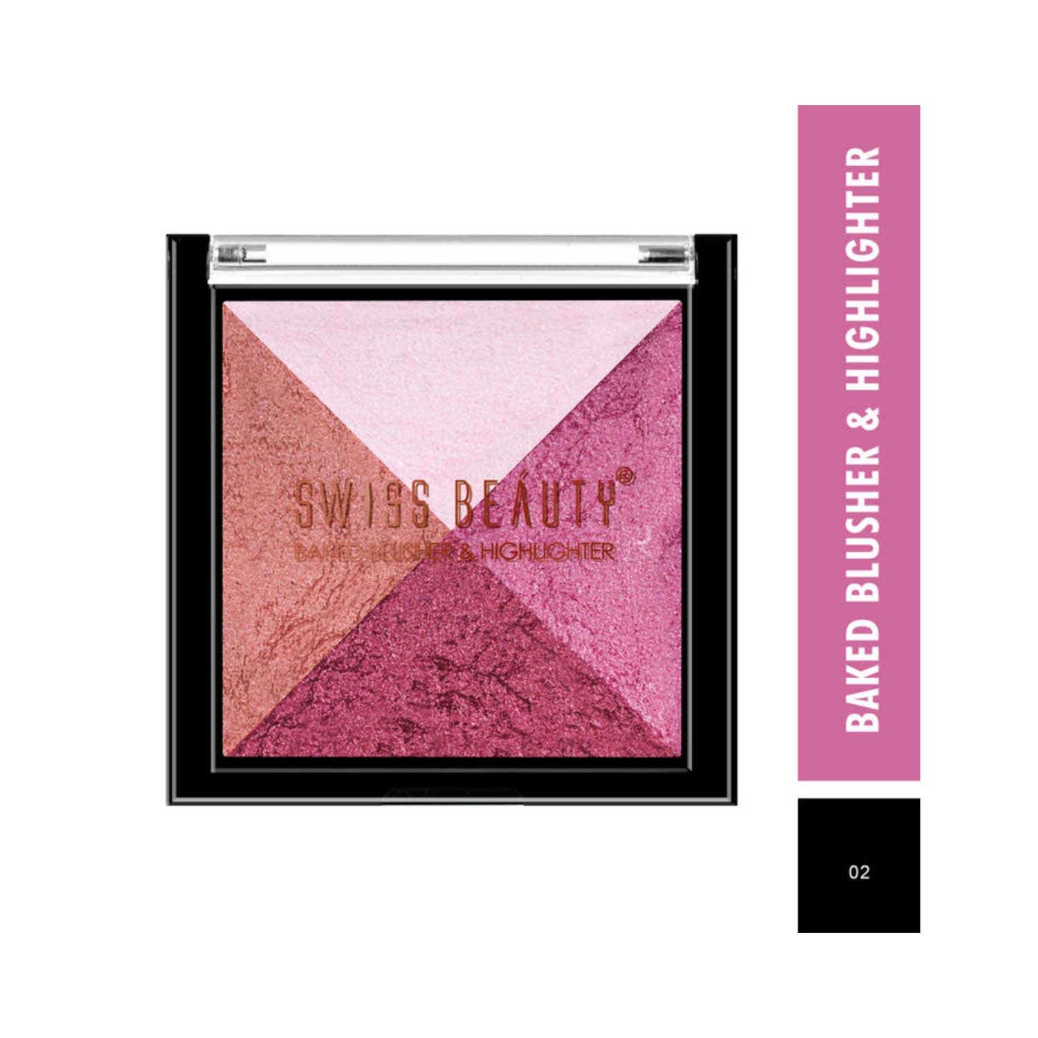 Swiss Beauty Baked Blusher & Highlighter Palette - Shade 2 (7 g)