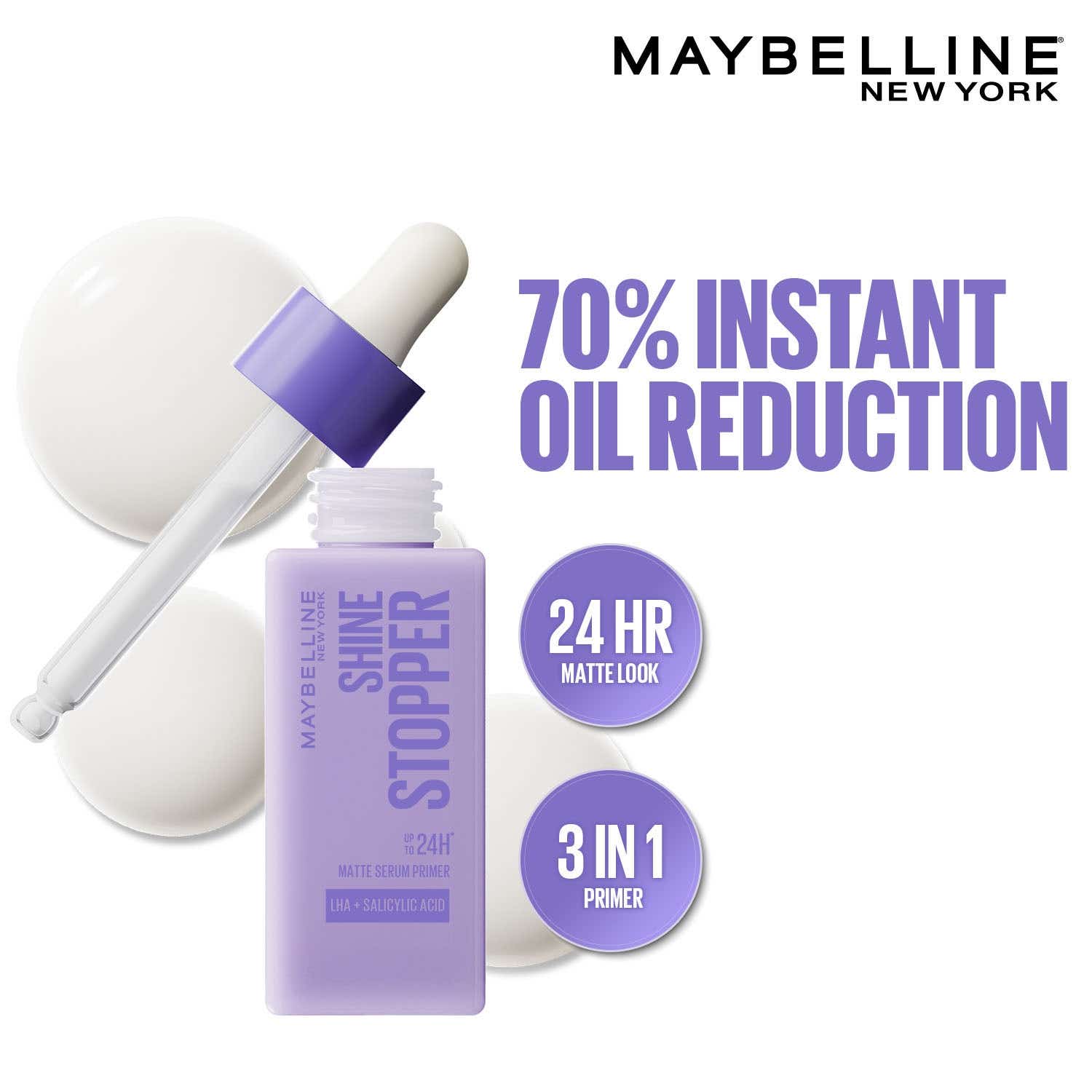 Maybelline New York Shine Stopper Serum Primer for Oily Skin to Prime (25 ml)