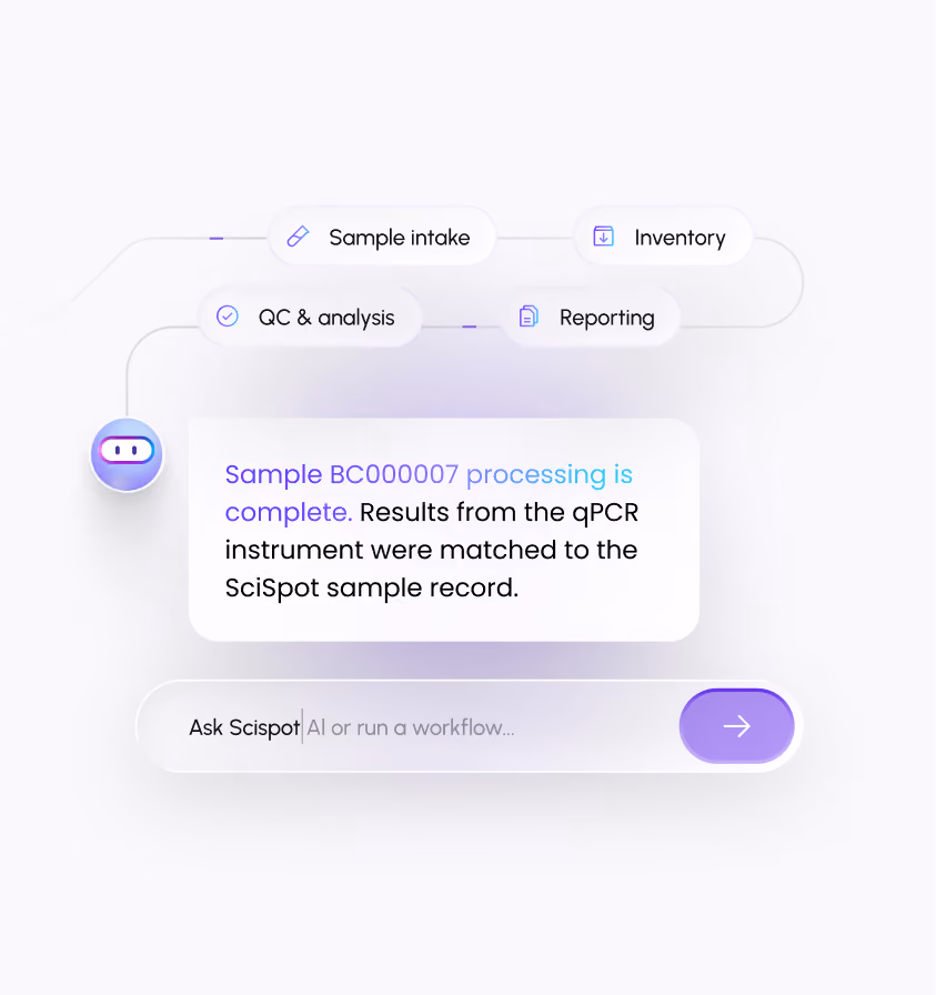 Scibot automating sample intake, QC, inventory and reporting workflows