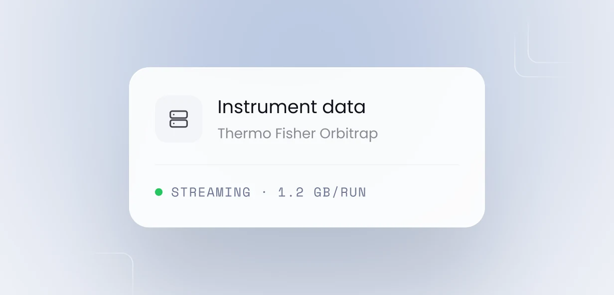 Instrument data from a Thermo Fisher Orbitrap streaming at 1.2 GB per run