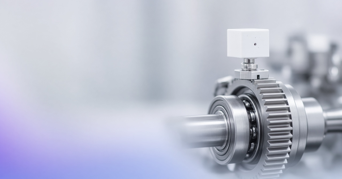 Steel gear and bearing with a vibration sensor, representing reliability analysis