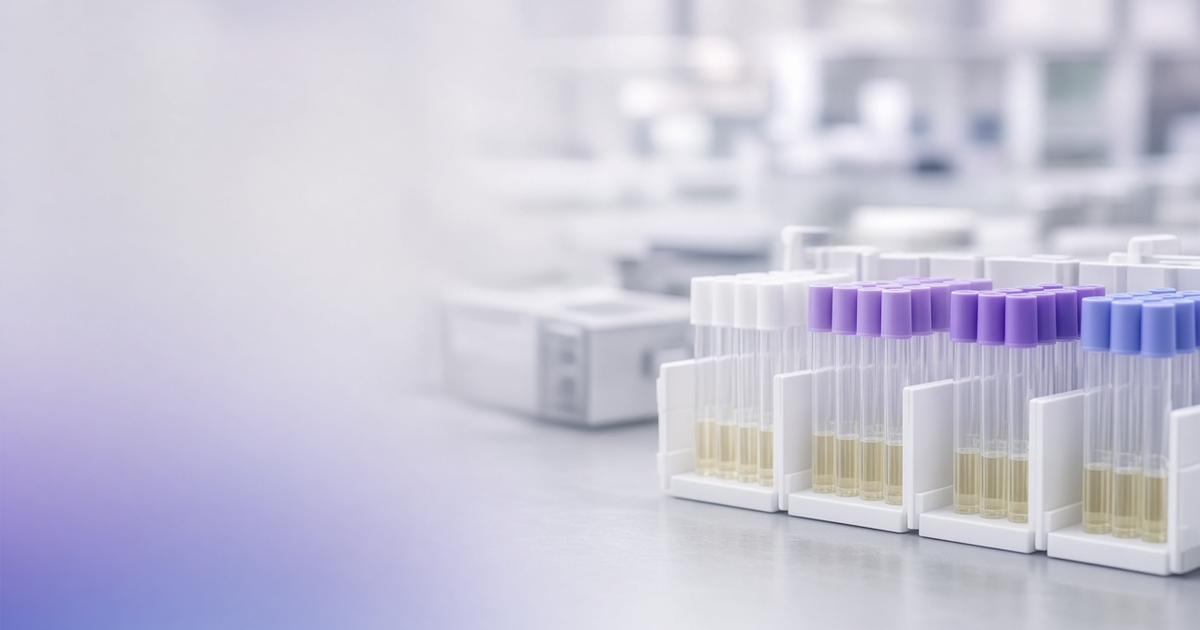 Sample tubes sorted by cap color at a clinical sorting station, representing clinical lab workflow