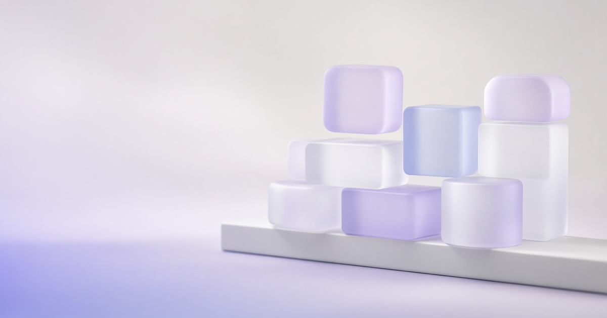 Modular glass blocks arranged on a white base, representing LIMS customization