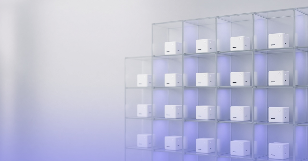 Glass boxes holding data drives, representing science data management