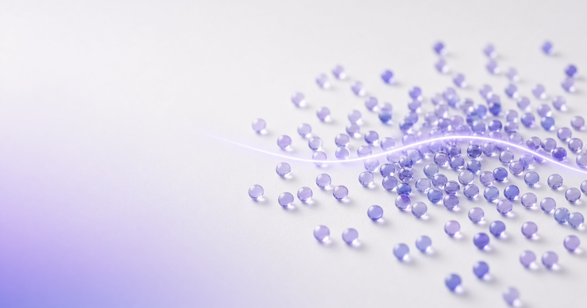 Glass bead scatter plot with a fitted curve, representing R data analysis