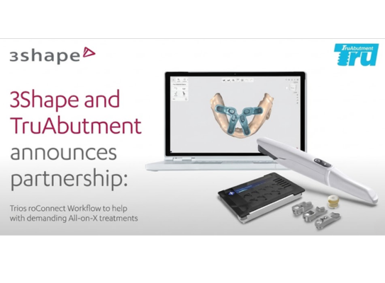 Scanner intra-oral 3Shape avec affichage d'une empreinte dentaire 3D sur écran.