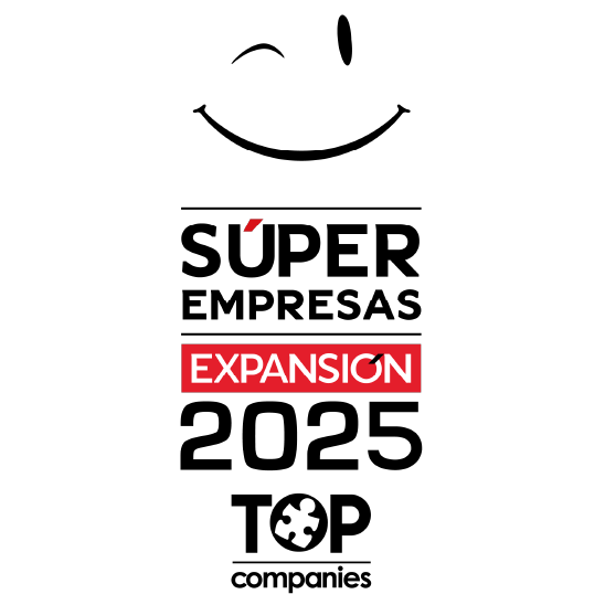 Logotipo de Súper Empresas Expansión 2025 Top companies con una cara guiñando un ojo.