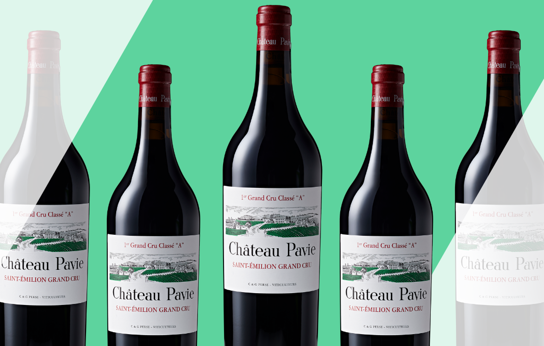 Château Pavie bottles in CultX brand colours.