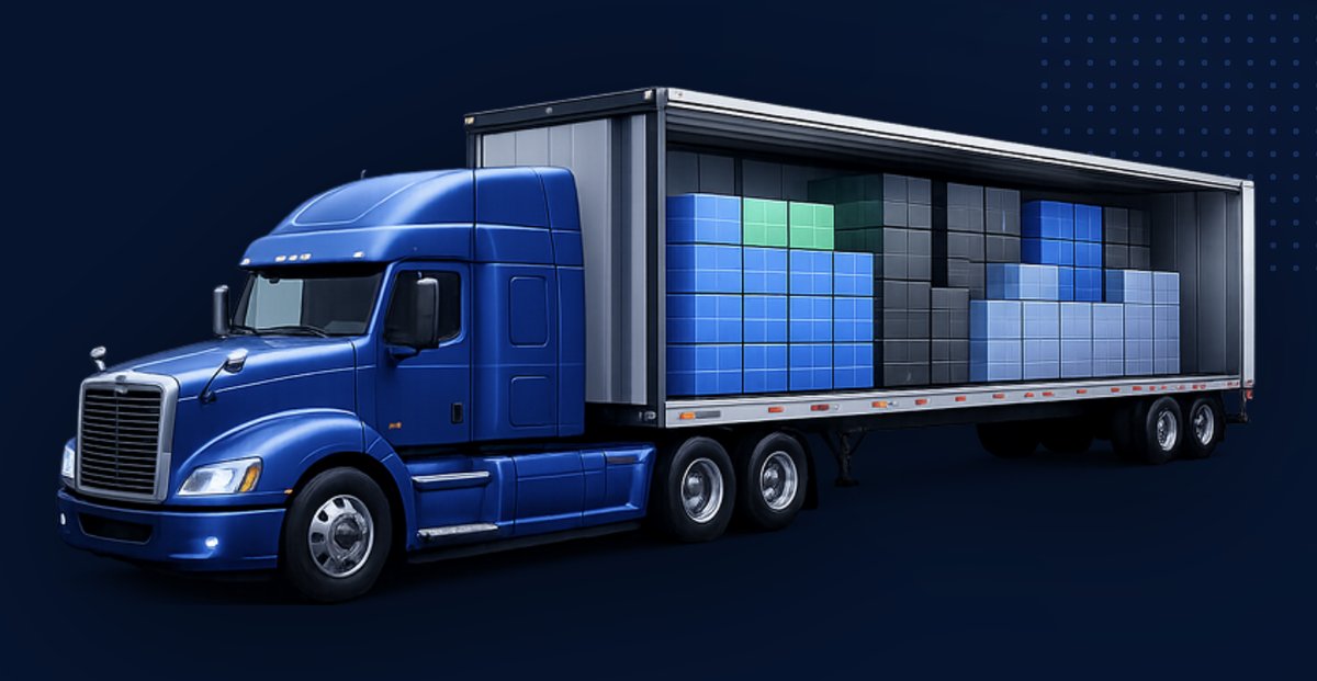Trailer loaded with cargo, visualized in 3D by Freight Map