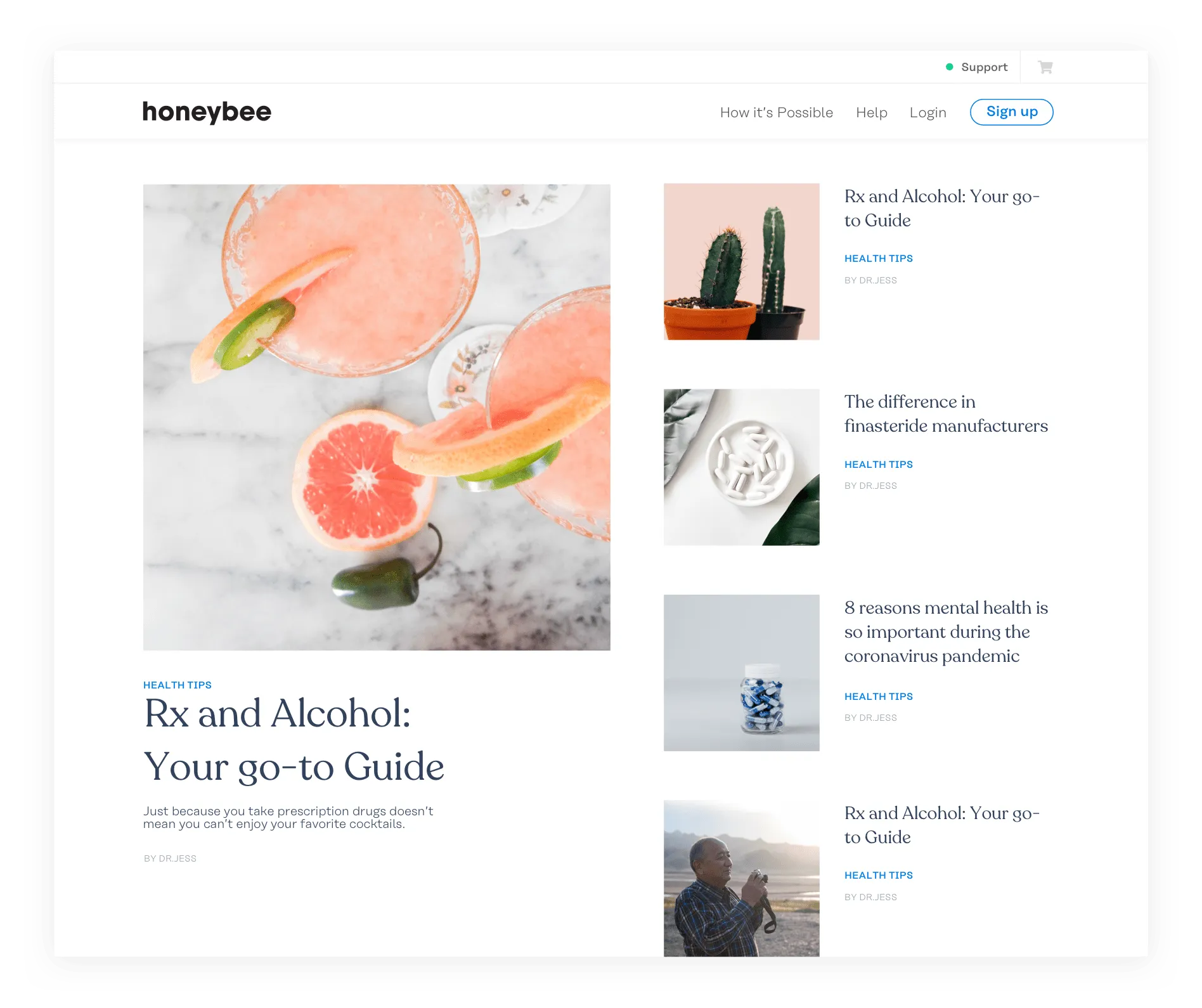 Honeybee landing page