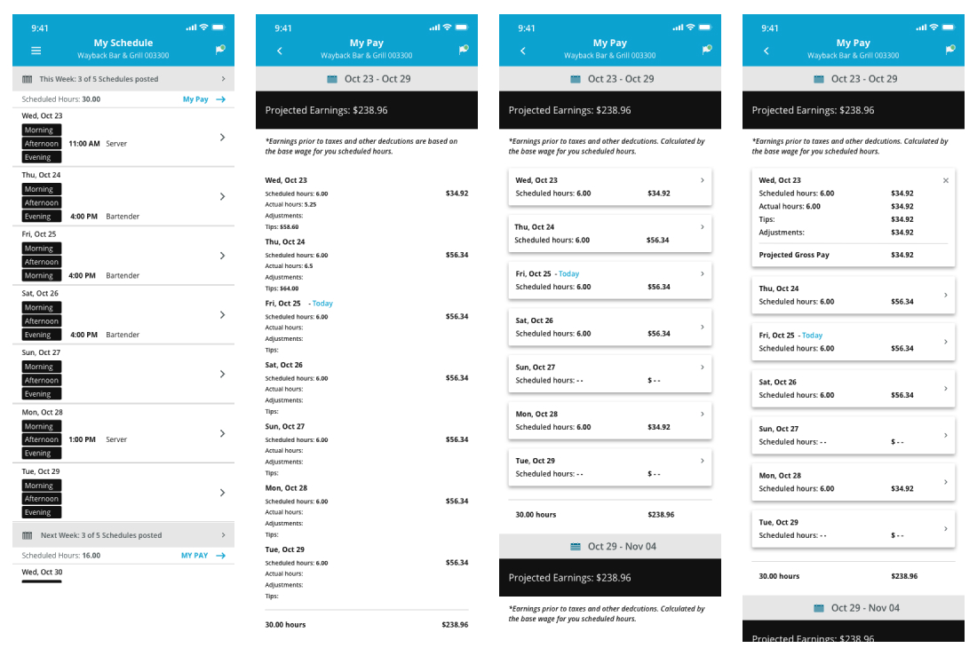 MyPay low fidelity wireframes