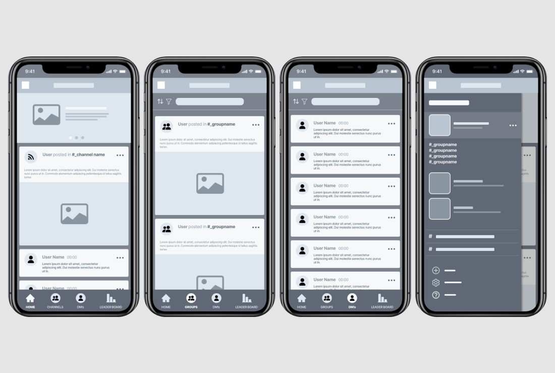 Mobile strategy - low fidelity wireframes