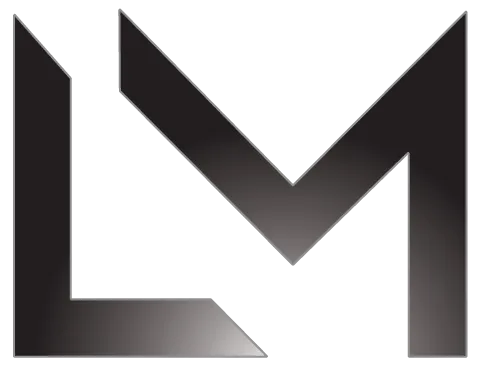 Stylized black and gray logo combining the letters L and M with sharp angles.