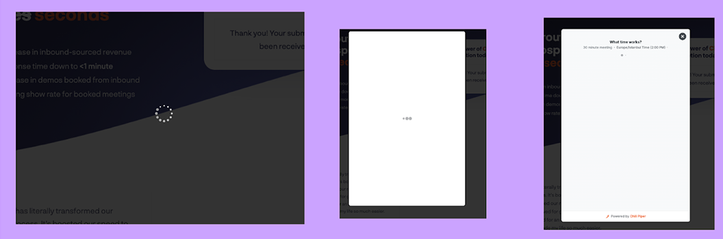 old loading screen for Chili Piper demos