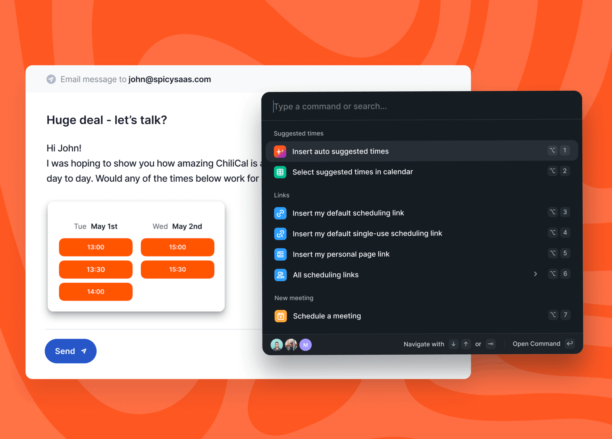 instantly book meetings with chilical