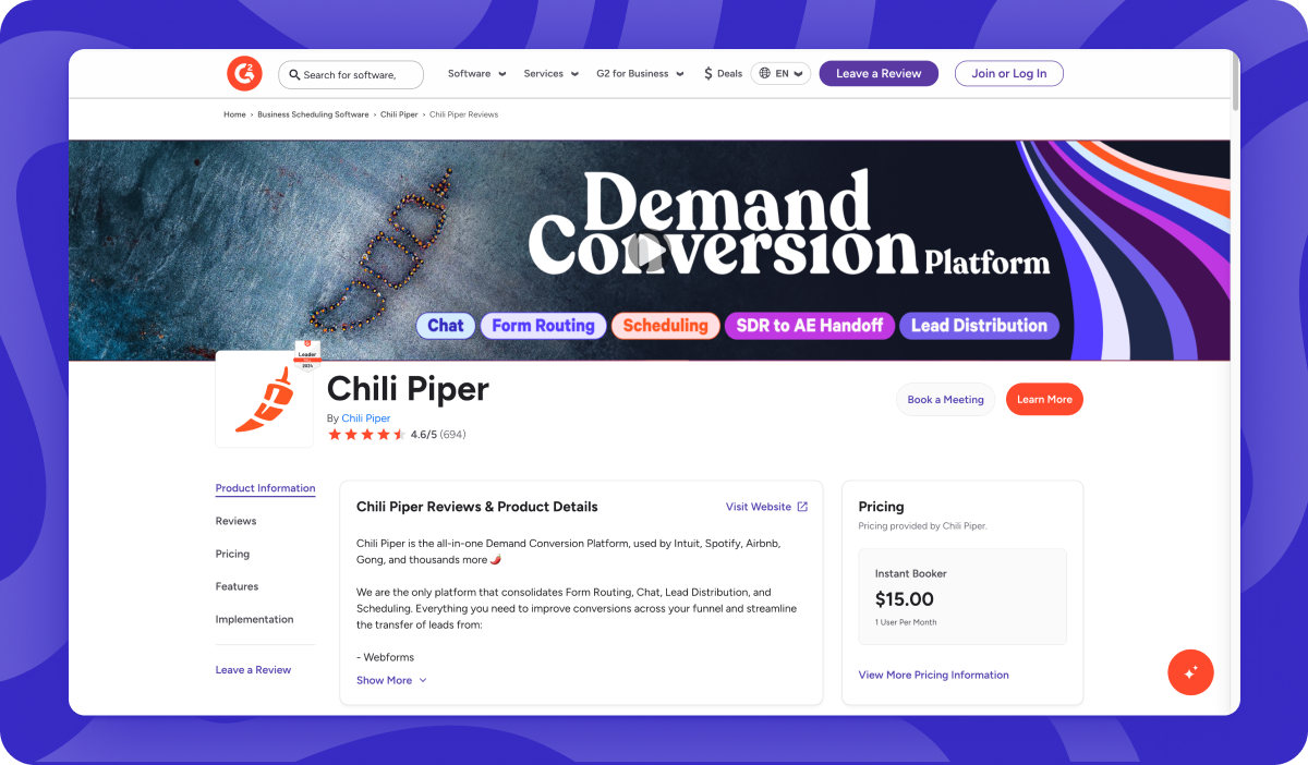 book meetings from your G2 page