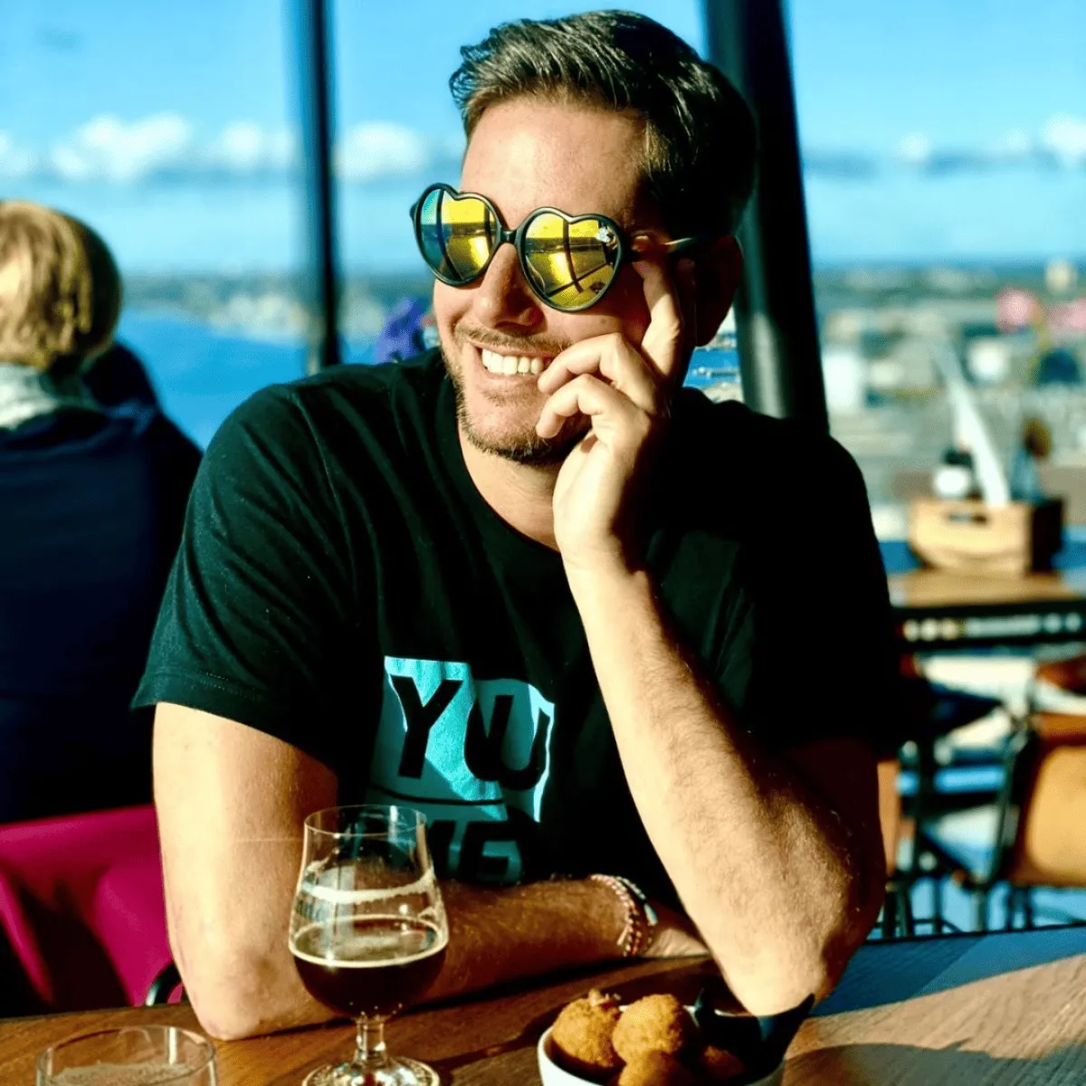 Groove Cruise founder Jason Beukema with ocean views behind