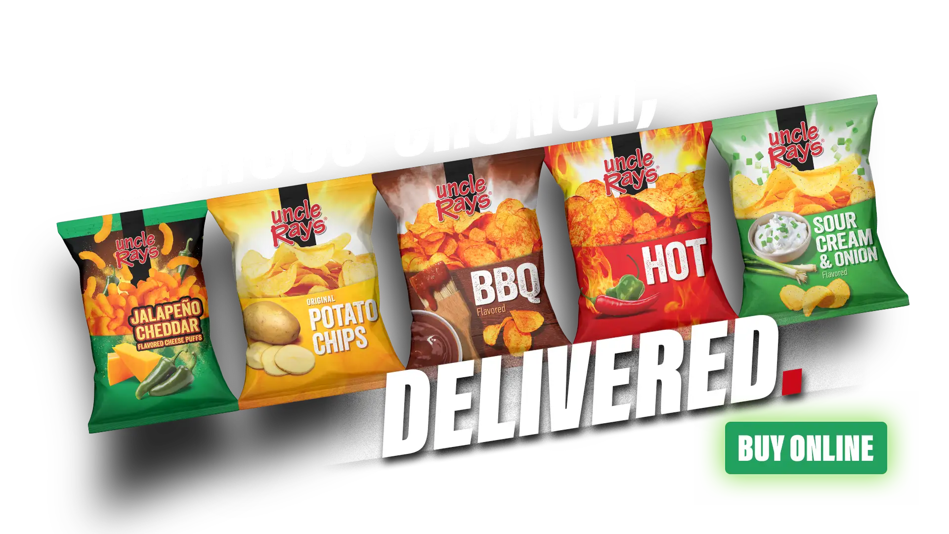 Shop now graphic with chip bags