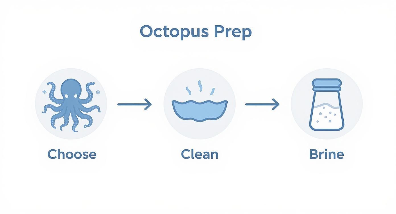 Infographic about how to cook octopus tender