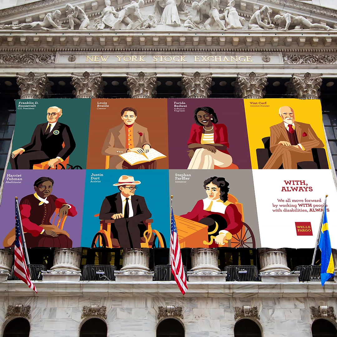 With Always banner, we all move forward by working with people with disabilities, always, Wells Fargo