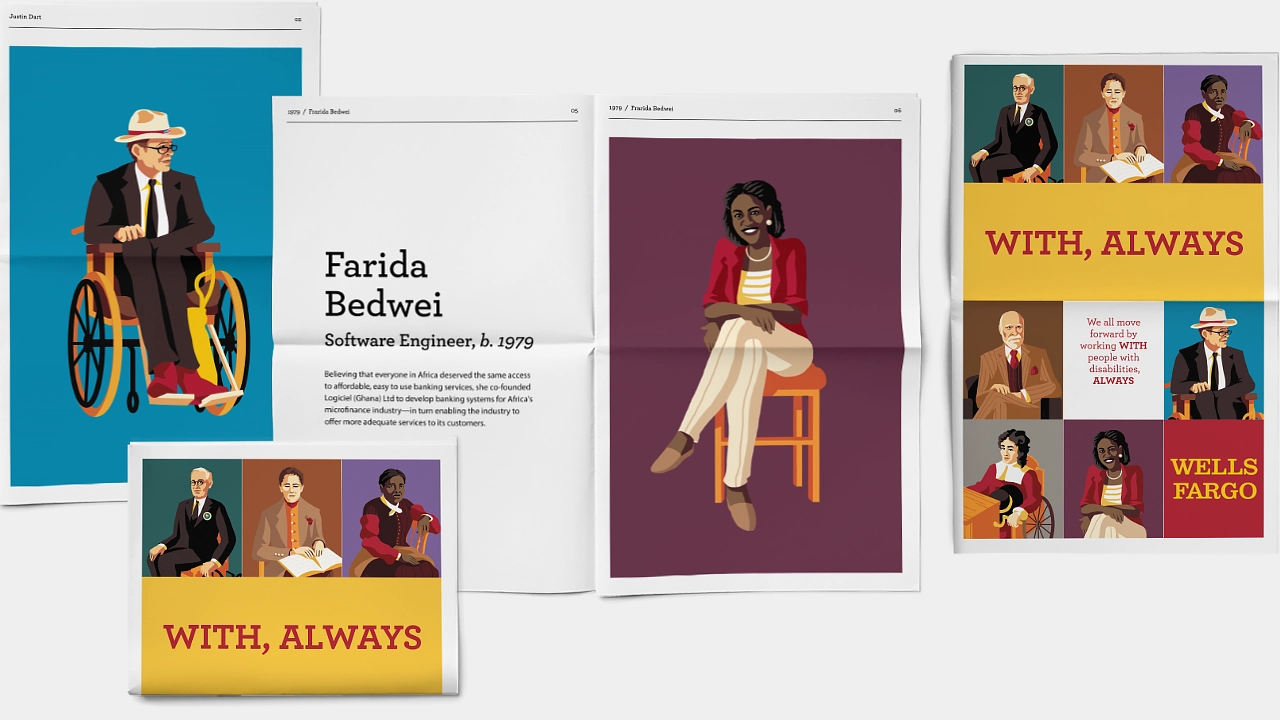 Newspaper spread, cover and inside pages