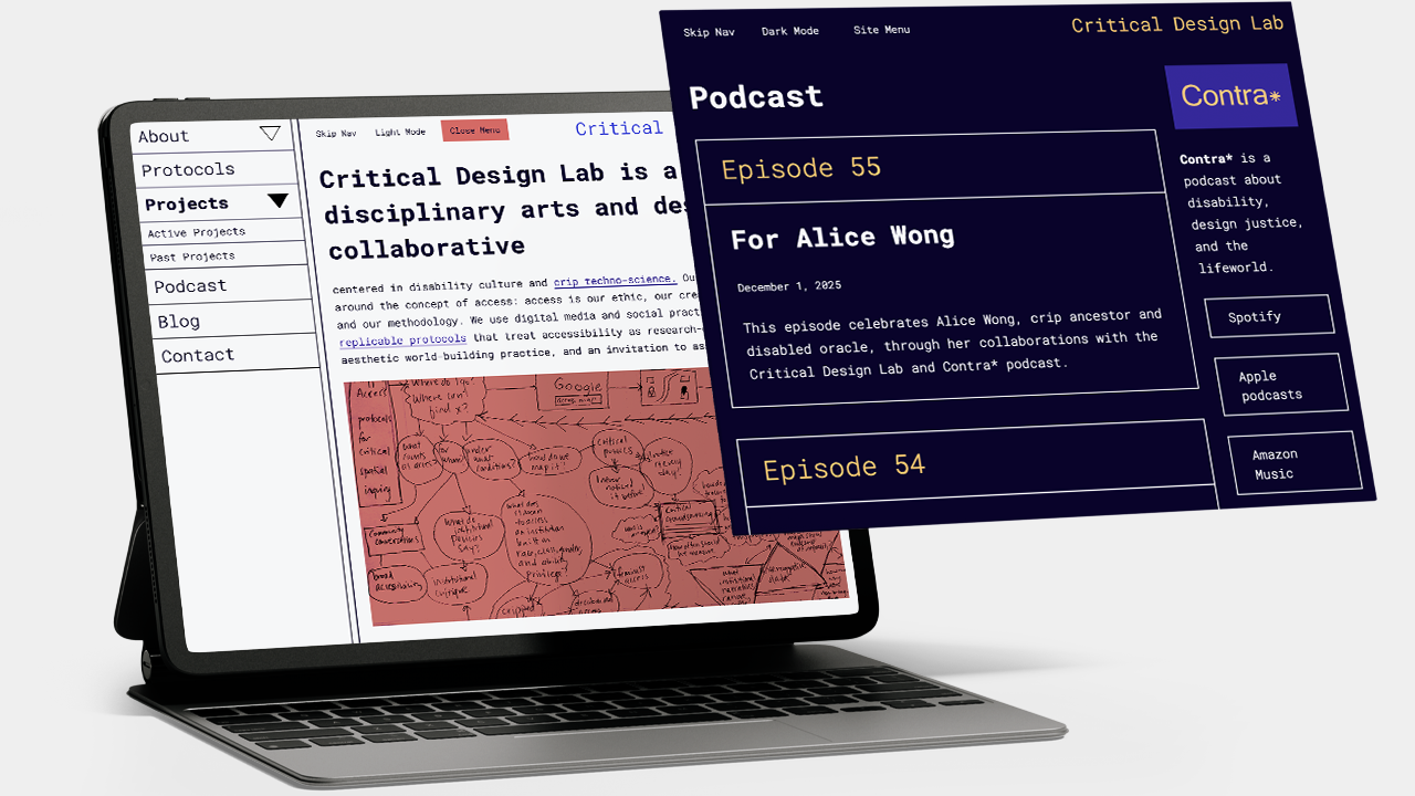 Two screens showcasing light and dark mode pages