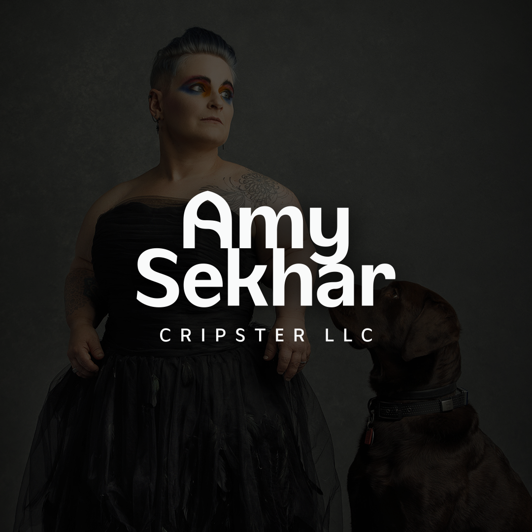 Amy Sekhar Cripster L L C stacked logo over their photo