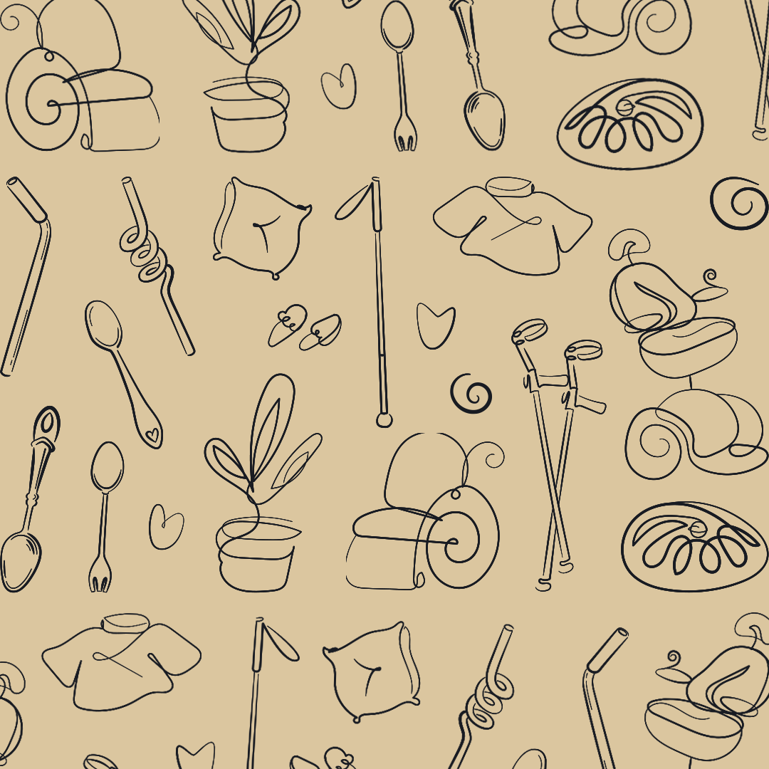 Line art drawing pattern with disability related objects