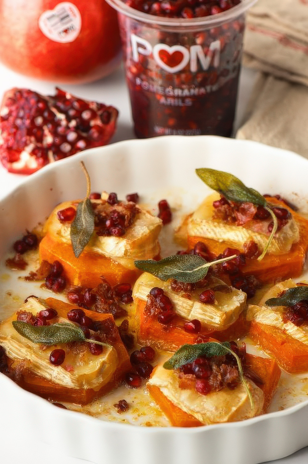 Pomegranate and Brie Butternut Squash Bites