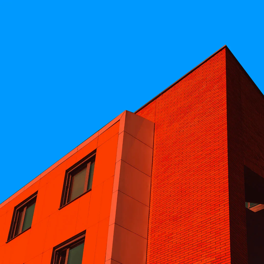 red house blue sky