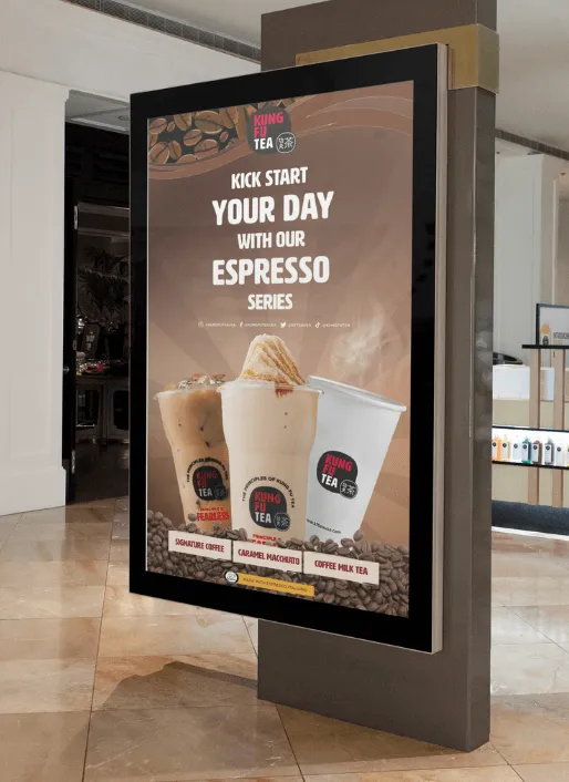 From Alicia's portfolio: Ad design for Kung Fu Tea, a Designity client.