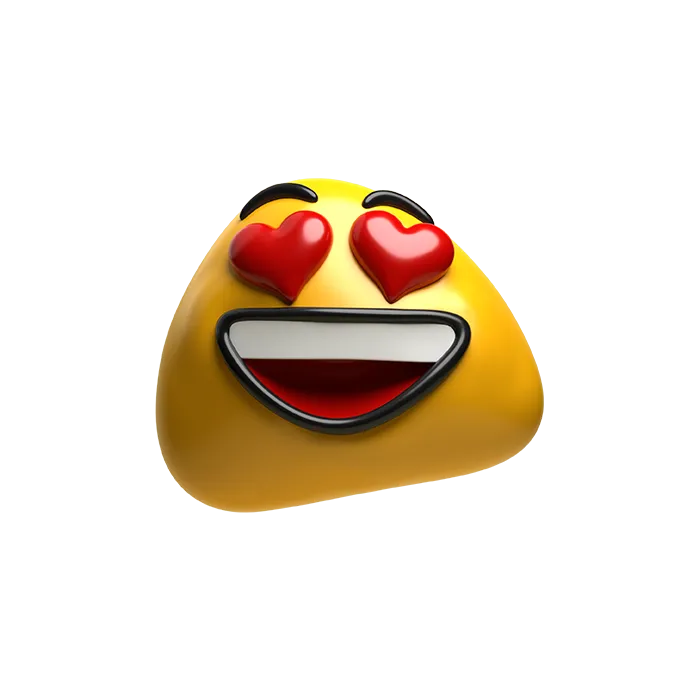 Graphic of a smiling emoji, happy about Designity’s industry-leading creative model