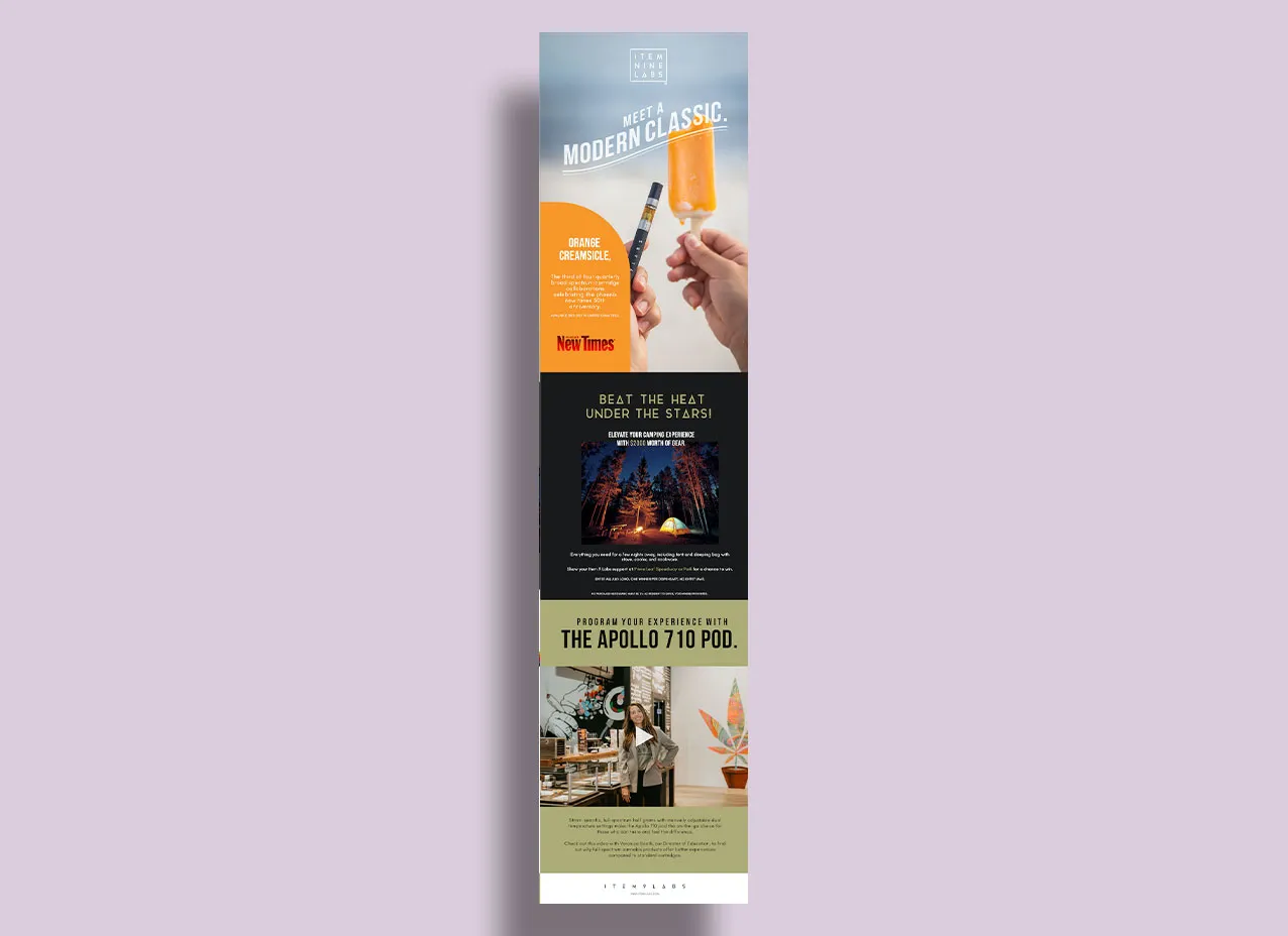 Vinyl banner design created for Item 9 Labs.