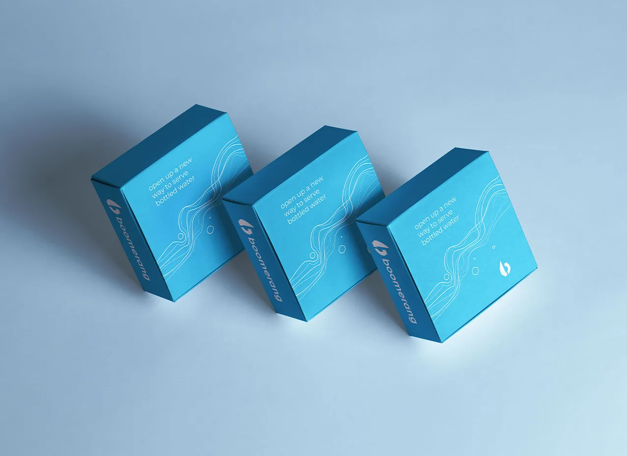 Package design created for Boomerang Water.