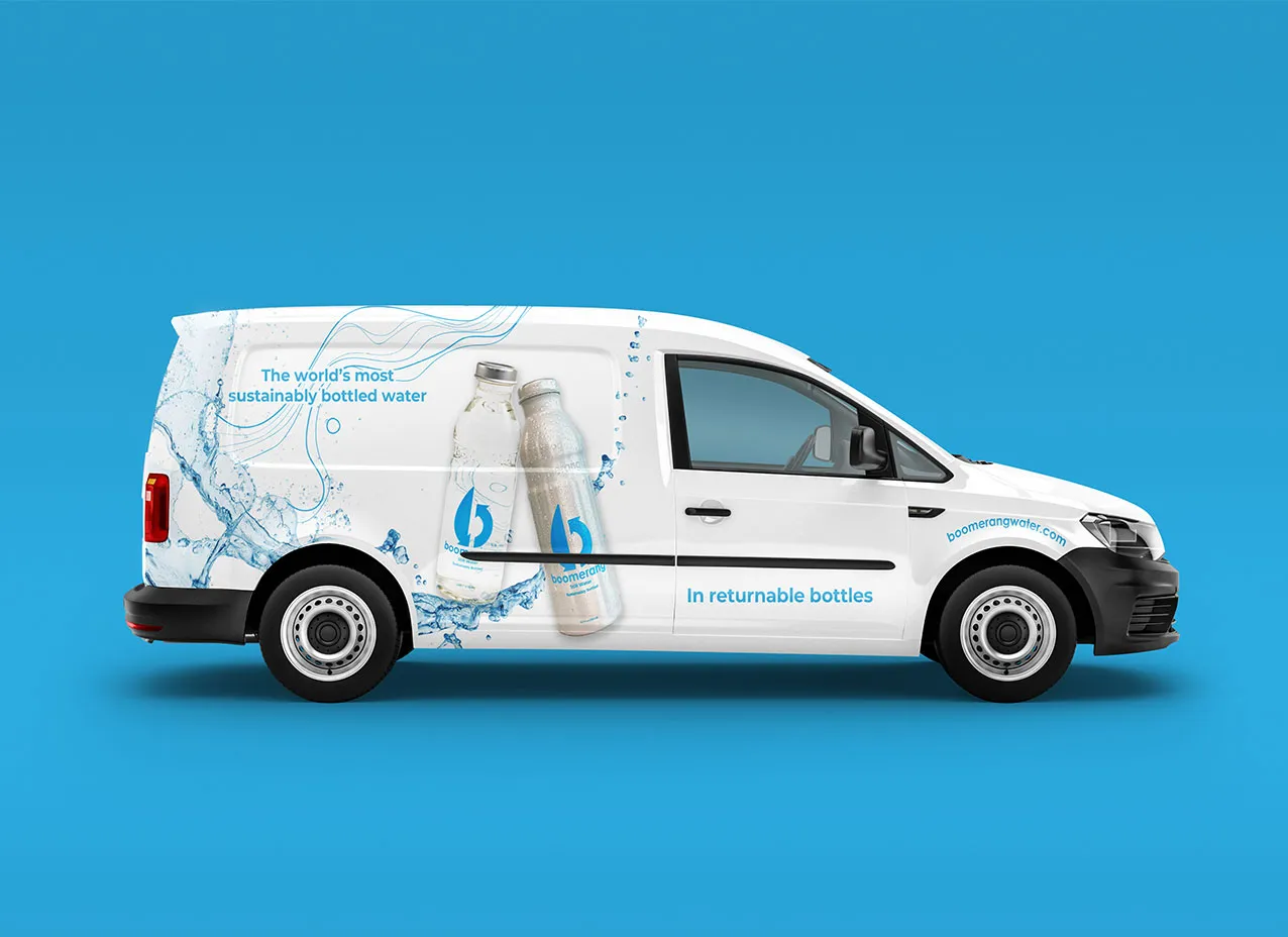 Vinyl adhesive design created for Boomerang's trailer and van.