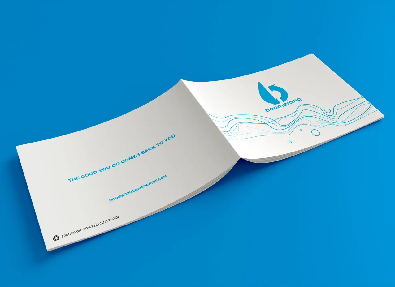 Custom brochure design created for Boomerang Water.