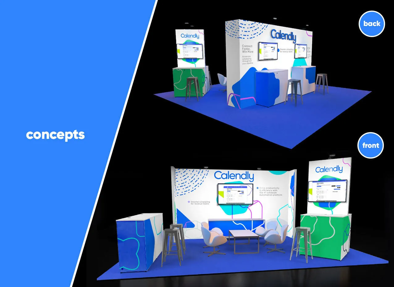 Trade show booth design for Calendly