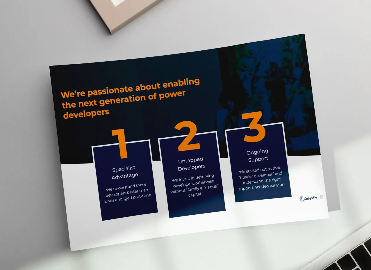 Brochure and presentation design created for Kollectiv, a Designity client.