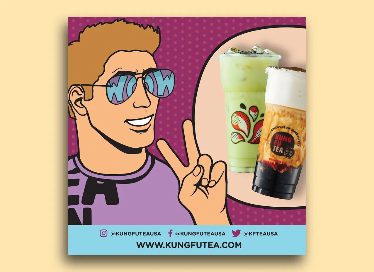 Custom character design and illustrations created for Kung Fu Tea.