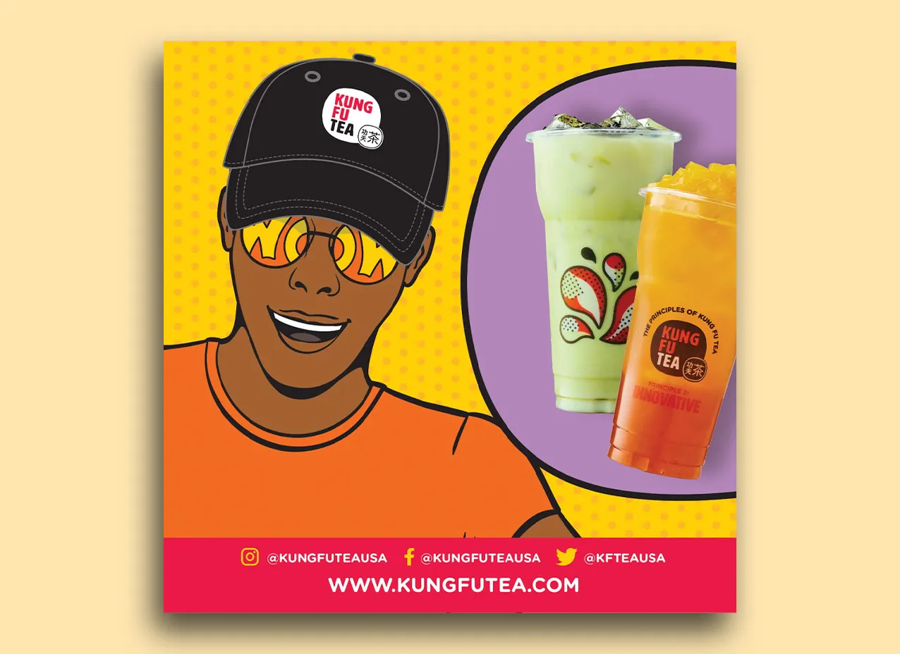 Custom character design and illustrations created for Kung Fu Tea.
